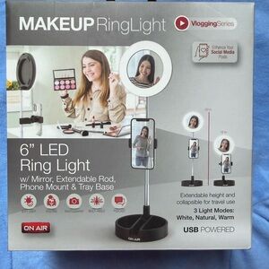 6" LED Makeup Ring Light with Mirror and Phone Mount